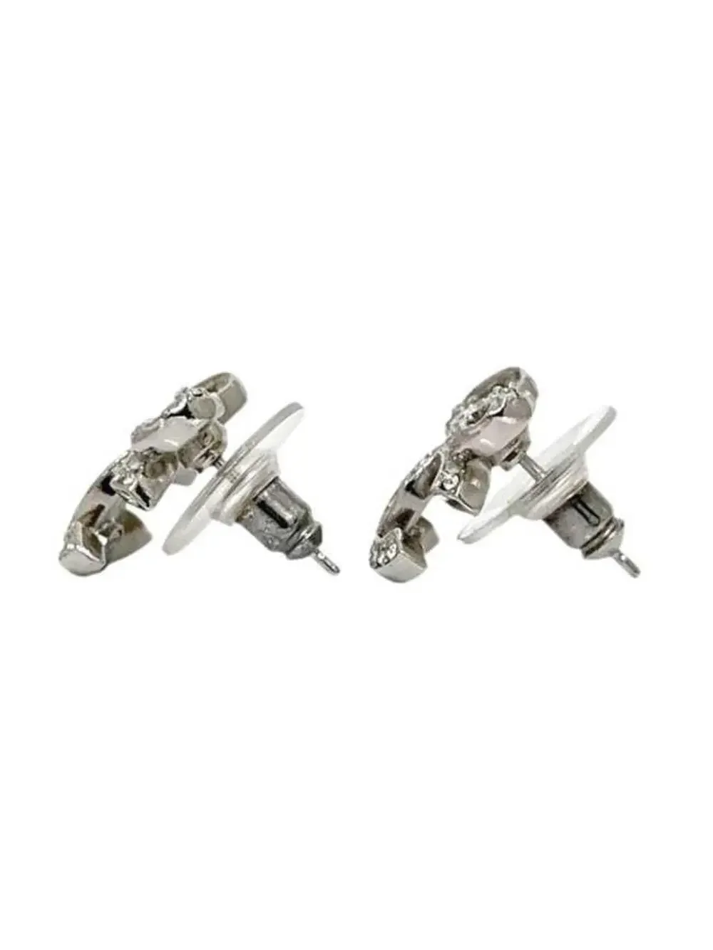 Chanel Cc Logo Earrings Silver-Tone #343282C11B